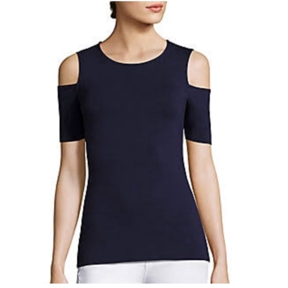Michael Kors shirt, cold shoulder, Black, sz M, 19” PTP, 25” L